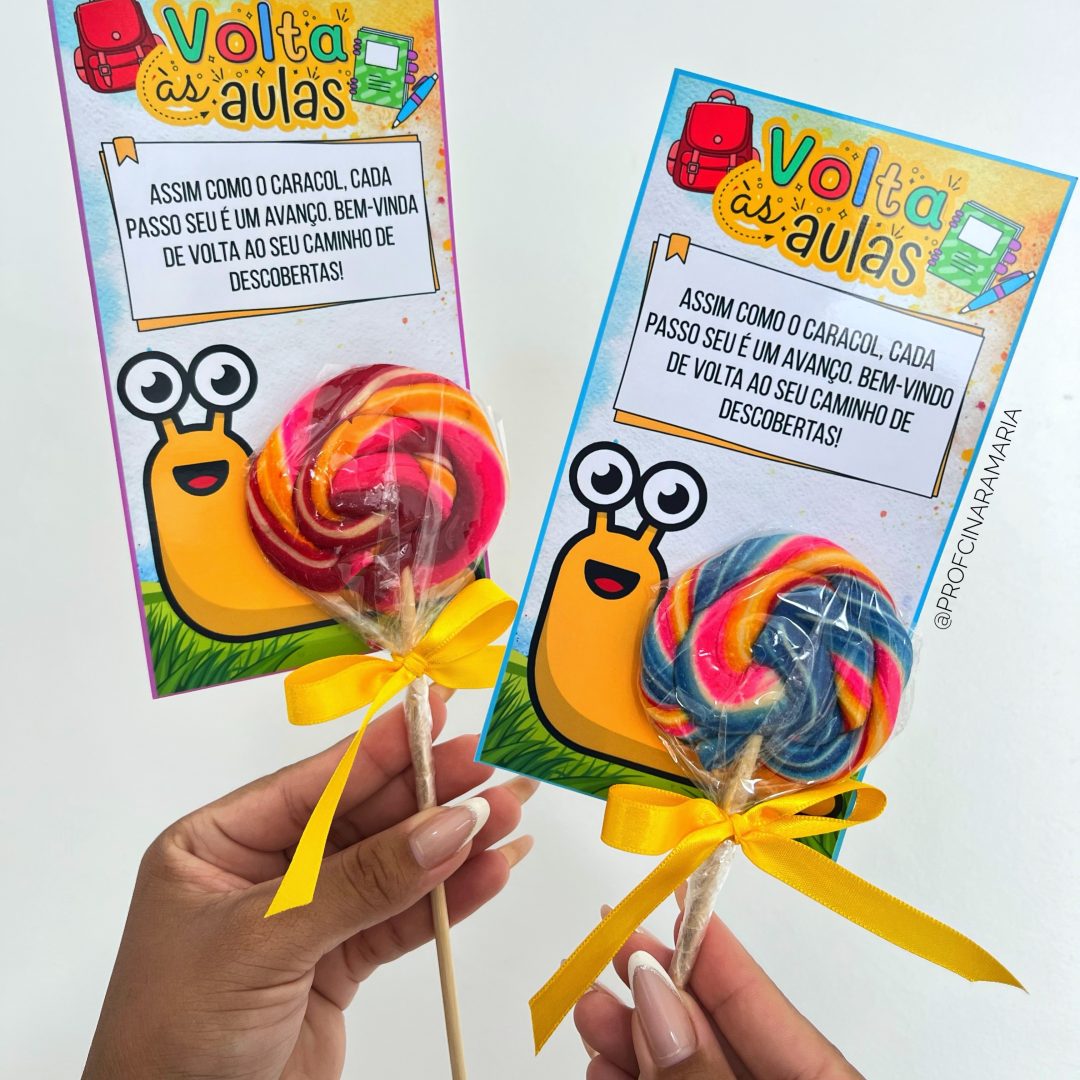 Cartão lembrancinha caracol volta às aulas
