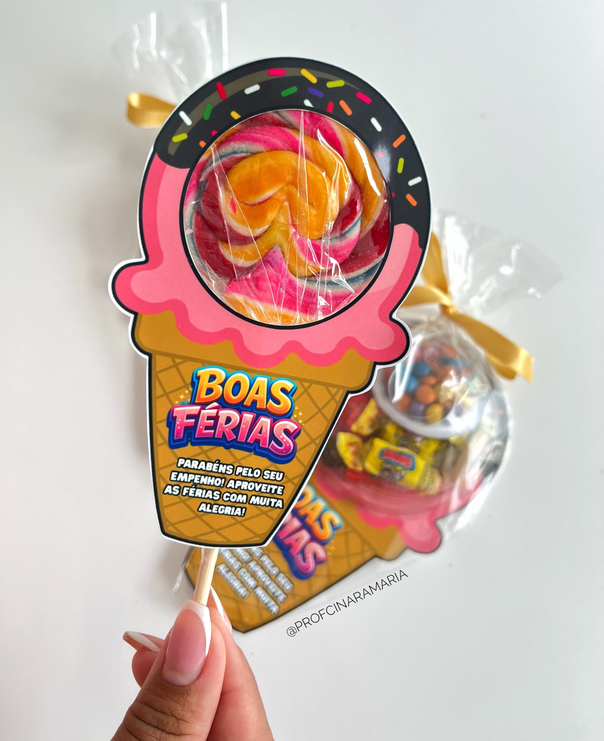 Lembrancinha cartão sorvete BOAS FÉRIAS - Imagem 2